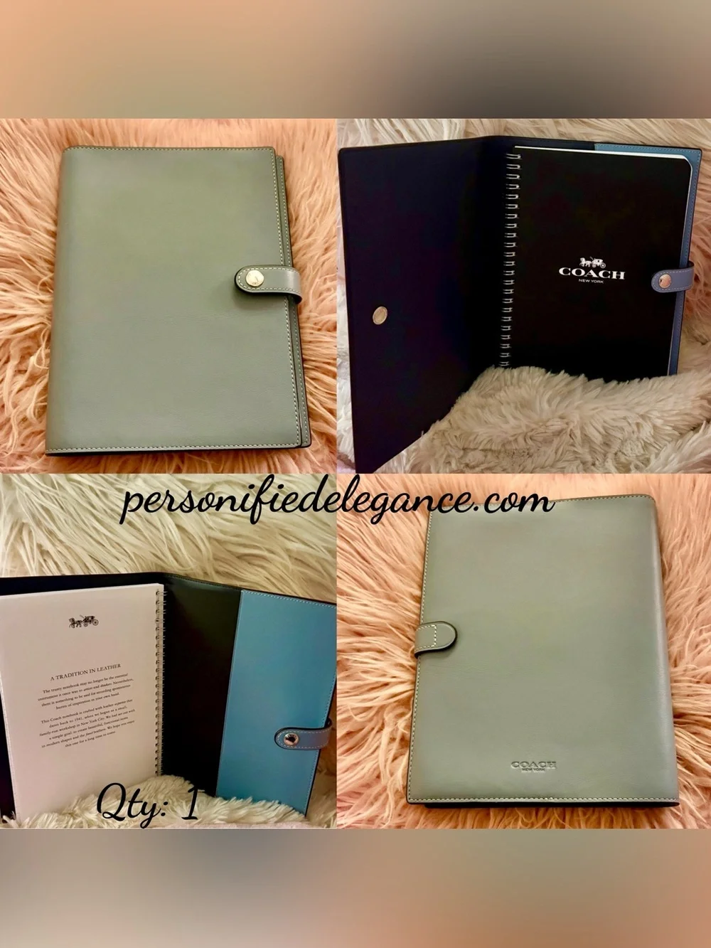 NEW Coach Cornflower Blue Smooth Leather Notebook Journal Diary Planner